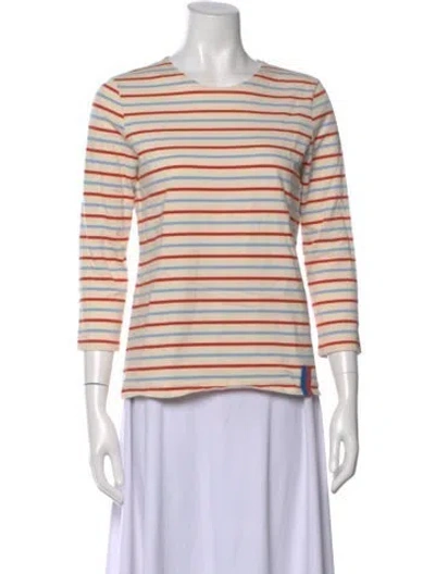 Pre-owned Kule Striped Crew Neck T-shirt In Neutrals
