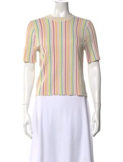 Pre-owned Kule Striped Crew Neck T-shirt In Neutrals