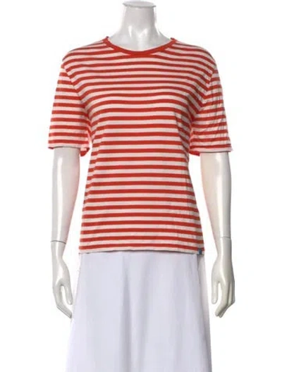 Pre-owned Kule Striped Crew Neck T-shirt In Neutrals