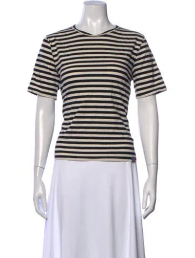 Pre-owned Kule Striped Crew Neck T-shirt In Neutrals