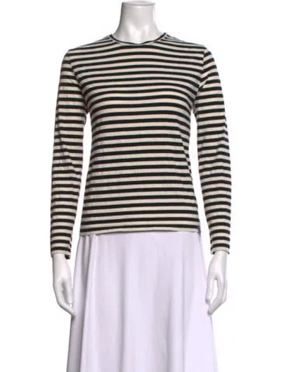 Pre-owned Kule Striped Crew Neck T-shirt In Neutrals