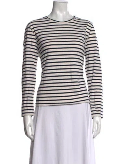 Pre-owned Kule Striped Crew Neck T-shirt In Neutrals