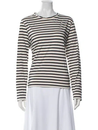 Pre-owned Kule Striped Crew Neck T-shirt In Neutrals