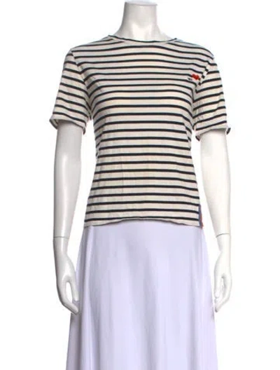 Pre-owned Kule Striped Crew Neck T-shirt In Neutrals