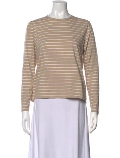 Pre-owned Kule Striped Crew Neck T-shirt In Neutrals