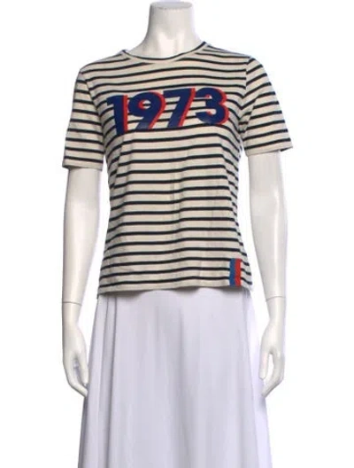 Pre-owned Kule Striped Crew Neck T-shirt In Neutrals