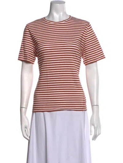 Pre-owned Kule Striped Crew Neck T-shirt In Neutrals