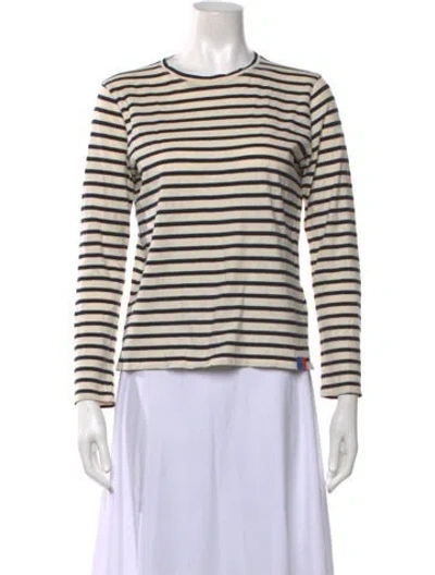 Pre-owned Kule Striped Crew Neck T-shirt In Neutrals