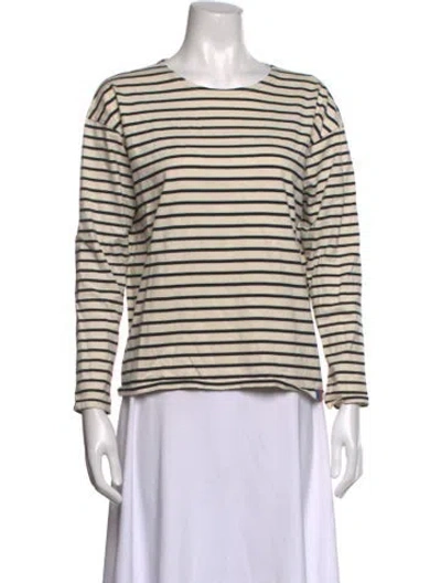 Pre-owned Kule Striped Crew Neck T-shirt In Neutrals