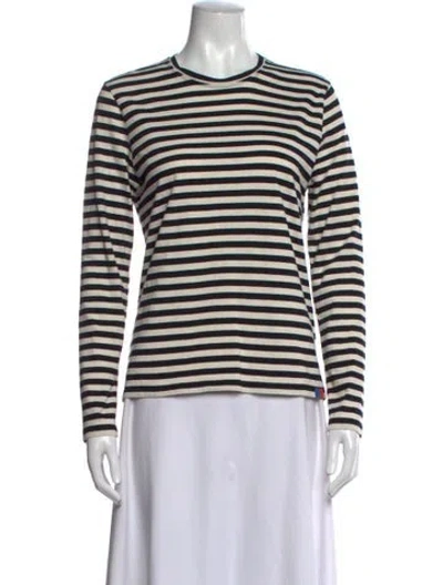 Pre-owned Kule Striped Crew Neck T-shirt In Neutrals