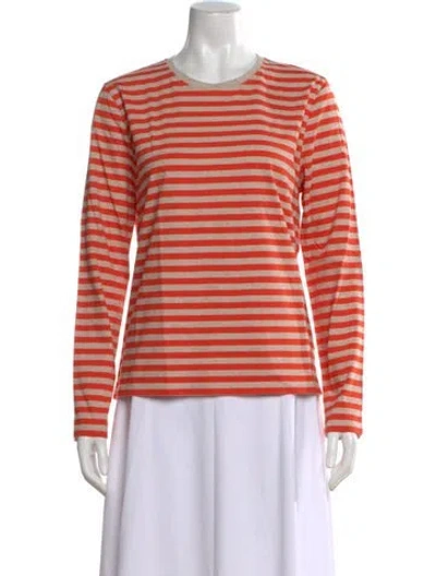 Pre-owned Kule Striped Crew Neck T-shirt In Orange