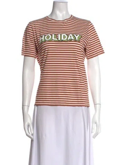 Pre-owned Kule Striped Crew Neck T-shirt In Orange