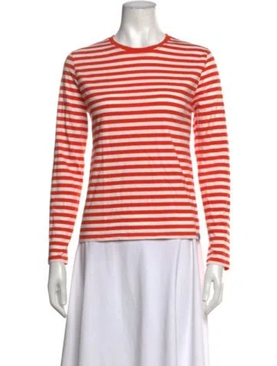 Pre-owned Kule Striped Crew Neck T-shirt In Orange