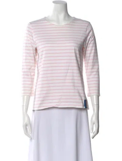 Pre-owned Kule Striped Crew Neck T-shirt In Pink
