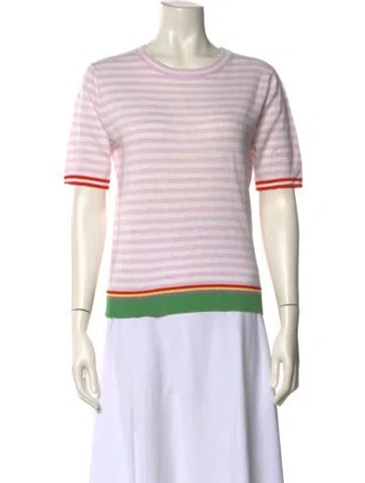Pre-owned Kule Striped Crew Neck T-shirt In Pink