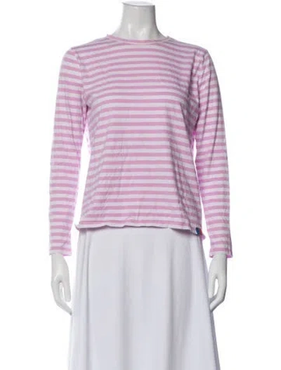Pre-owned Kule Striped Crew Neck T-shirt In Pink