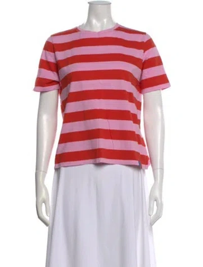 Pre-owned Kule Striped Crew Neck T-shirt In Pink