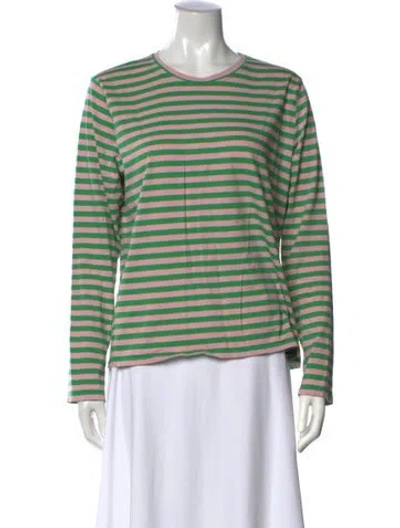 Pre-owned Kule Striped Crew Neck T-shirt In Pink