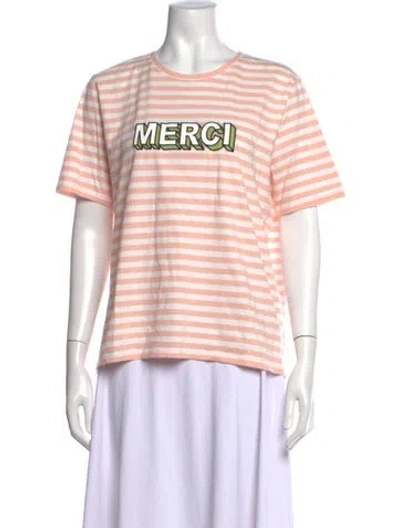 Pre-owned Kule Striped Crew Neck T-shirt In Pink