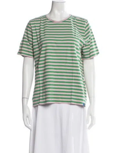 Pre-owned Kule Striped Crew Neck T-shirt In Pink