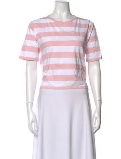 Pre-owned Kule Striped Crew Neck T-shirt In Pink