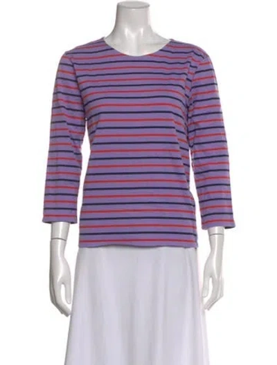 Pre-owned Kule Striped Crew Neck T-shirt In Purple