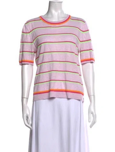 Pre-owned Kule Striped Crew Neck T-shirt In Purple