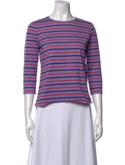 Pre-owned Kule Striped Crew Neck T-shirt In Purple