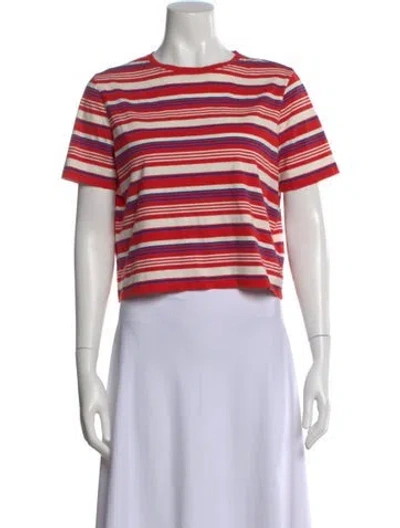 Pre-owned Kule Striped Crew Neck T-shirt In Red