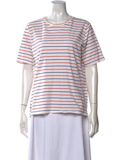 Pre-owned Kule Striped Crew Neck T-shirt In Red