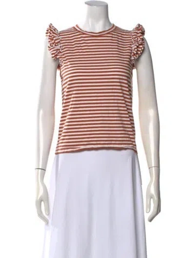 Pre-owned Kule Striped Crew Neck T-shirt In Red