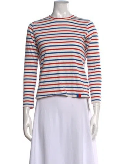 Pre-owned Kule Striped Crew Neck T-shirt In Red