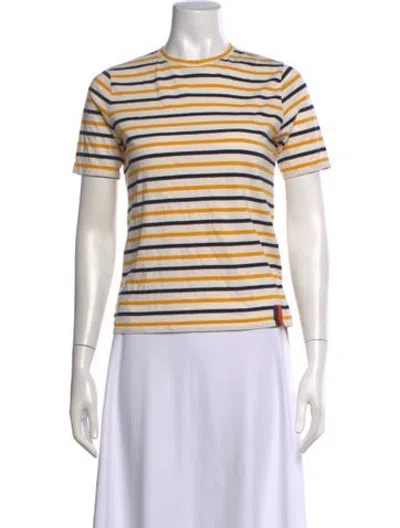 Pre-owned Kule Striped Crew Neck T-shirt In Red
