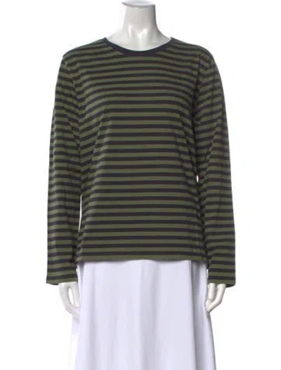 Pre-owned Kule Striped Crew Neck T-shirt W/ Tags In Green