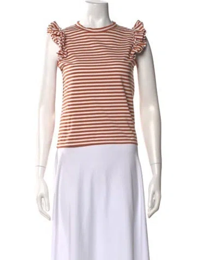 Pre-owned Kule Striped Crew Neck T-shirt W/ Tags In Neutral