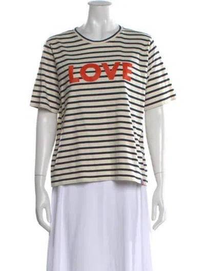 Pre-owned Kule Striped Crew Neck T-shirt W/ Tags In Neutral