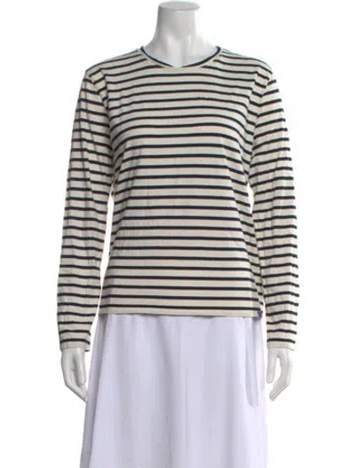 Pre-owned Kule Striped Crew Neck T-shirt W/ Tags In Neutral