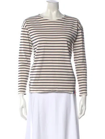 Pre-owned Kule Striped Crew Neck T-shirt In White