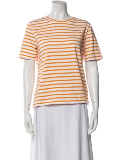 Pre-owned Kule Striped Crew Neck T-shirt In White