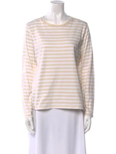 Pre-owned Kule Striped Crew Neck T-shirt In White