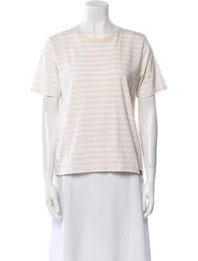 Pre-owned Kule Striped Crew Neck T-shirt In White