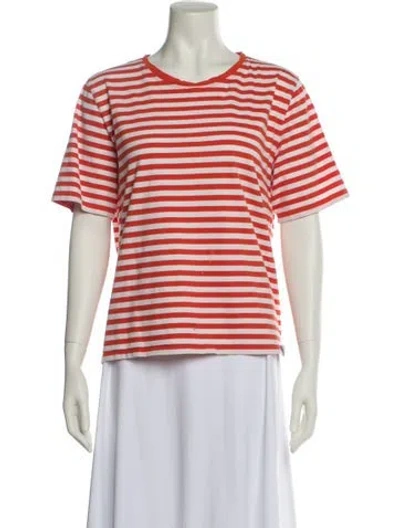 Pre-owned Kule Striped Crew Neck T-shirt In White
