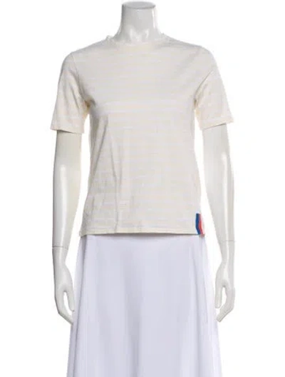 Pre-owned Kule Striped Crew Neck T-shirt In White