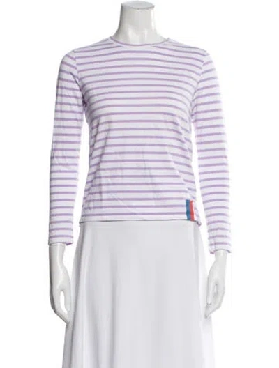 Pre-owned Kule Striped Crew Neck T-shirt In White