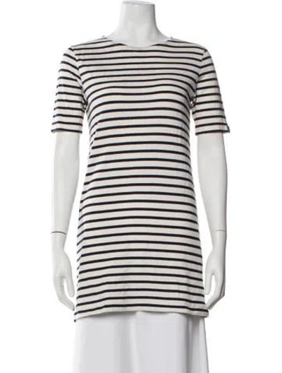 Pre-owned Kule Striped Crew Neck T-shirt In White