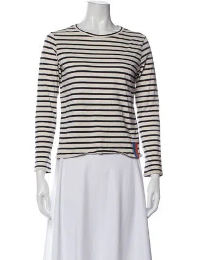 Pre-owned Kule Striped Crew Neck T-shirt In White