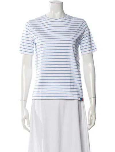 Pre-owned Kule Striped Crew Neck T-shirt In White