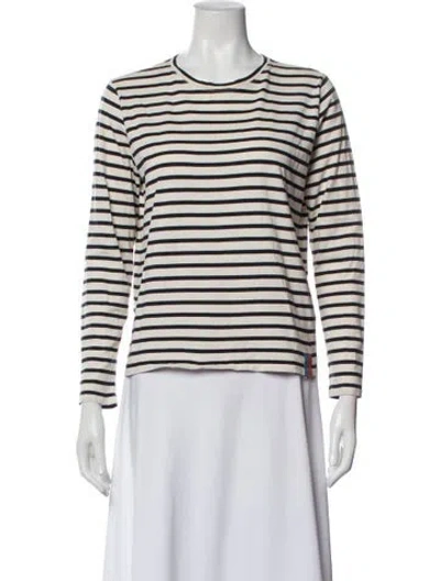 Pre-owned Kule Striped Crew Neck T-shirt In White