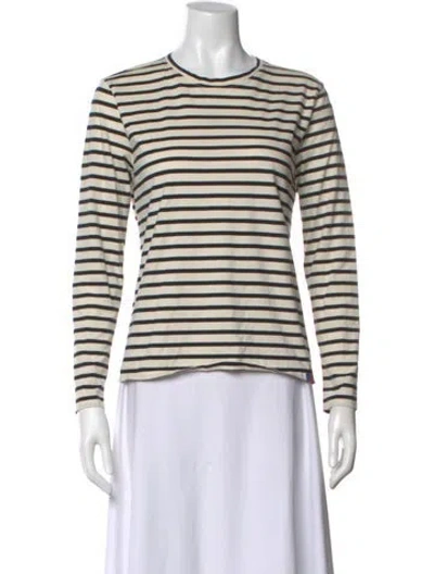 Pre-owned Kule Striped Crew Neck T-shirt In White
