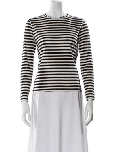 Pre-owned Kule Striped Crew Neck T-shirt In White